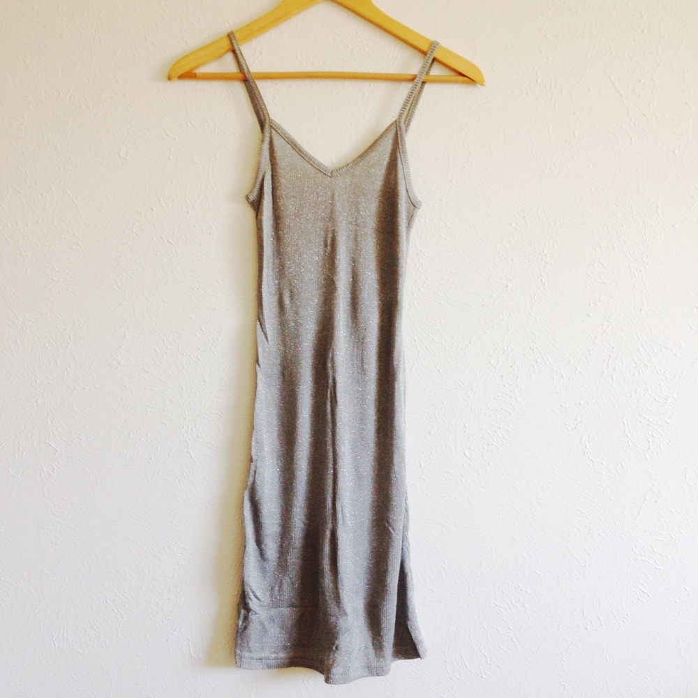 Silver knit slip dress